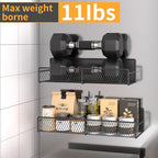 Magnetic Spice Rack for Refrigerator, 4 Pack 100% Metal Strong Magnet Fridge Shelves, Space Saving Spice Organizer, No Drilling Moveable Home Kitchen Laundry Room Storage Organization, Black