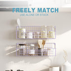 Spice Rack Wall Mount, Spice Organizer for Cabinet & Pantry Door, Set of 4 Hanging Spice Rack Saving Space for Kitchen, Purple