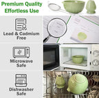 MONOJOY Matcha Whisk Set Ceramic Bowl Kit with Spout, Bamboo Chasen and Holder, Scoop Rest,Sifter Tea Towel Ceremonial Cute Matcha Tea Making Tool,Gift Perfect for Latte Lovers | Beginners,7pcs