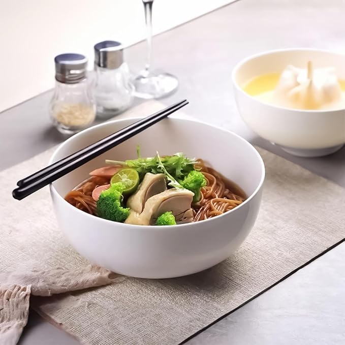 40 oz Off White Ceramic Soup Bowls, Ramen Bowls, Pho Bowls Set of 4, 7 Inch
