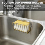 Kitchen Sink Suction Holder for Sponges,Soap,sink strainer, sink stopper.Food Graded Stainless Steel,No Drilling,Wall Mounted Soap Holder Soap Tray Bar Holder for Bathroom & Kitchen,Gold.