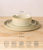 TheTerra Ceramic Dinnerware Sets for 8, 24 Pieces Porcelain Lightweight Plates and Bowls Sets, Scratch Resistant Dish Set, Oven & Microwave & Dishwasher Safe, Cappuccino