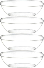 PLASTICPRO Disposable Oval Serving Bowls, Party Snack or Salad Bowl, 72-Ounce, Plastic (4, Clear)
