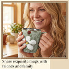 Maxdot 1 Pcs 12oz Ceramic Coffee Mugs Sets Glazing Process Cappuccino Mug Floral Ceramic Tea Cups Mother's Day Idea Gift for Women Mom Porcelain Cup for Coffee, Cocoa, Tea, Latte (Fresh)