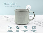 KooK Glazed Coffee Mugs, Ceramic, Microwave & Dishwasher Safe, 13 oz, Java/Slate Circled, Set of 2