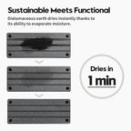 Razborci 2 Pack Fast Drying Water Absorbing Diatomite Stone Mat Tray for Kitchen & Bathroom Counter - Instant Dry Sink Caddy Organizer - Vanity Holder for Soap and Sponge – Charcoal 10" x 4"