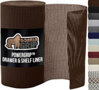 GORILLA GRIP powerGRIP Drawer Shelf and Cabinet Liner, Thick Strong Hold, Non-Adhesive Liners Protect Kitchen Cabinets and Cupboard, Bathroom Drawers, Easy Install, Breathable Mat, 20" x10', Chocolate