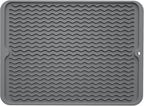 ZLR Silicone Dish Drying Mat for Kitchen Counter, Eco-Friendly Fast Dry Dish Mat, Easy Clean Multi Usage Drying Matt, Heat Resistant Trivet, 12" x 16" Large, Dark Gray