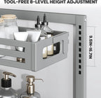 2 Pack 19IN-Depth Under Sink Organizer,Pull Out Cabinet Organizer With Smooth Cylindrical Rail,Metal Slide Out Drawer for Kitchen Bathroom Laundry,8-Level Tool Free Height Adjustable-Gun Gray