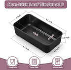 P&P CHEF Loaf Pan Set, 9 x 5 Inch Bread Pans, Stainless Steel Loaf Toast Baking Pans For Bread Meatloaf Lasagna Cake, Healthy & Non Toxic, Oven Safe& Easy Clean, (Black, 8Pcs)