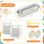 Hushee 100 Pack 6.8oz Easter Mini Loaf Pans with Lids Disposable Cross Cake Tins with Daisy Gift Bags Forks Ribbon Aluminum Foil Baking Pans Christian Bread Mold for Cupcake Picnics Baking Party Gift