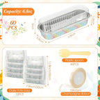 Hushee 60 Pack 6.8oz Easter Mini Loaf Pans with Lids Disposable Cross Cake Tins with Daisy Gift Bags Forks Ribbon Aluminum Foil Baking Pans Christian Bread Mold for Cupcake Picnics Baking Party Gift