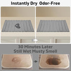 Large Stone Dish Drying Mat for Kitchen Counter, 24"×16", Collapsible Quick Dry Dish Drying Mat, Ultra Absorbent Diatomaceous Earth Mats for Dishes Bottles Cups, Match Any Countertop - Grey
