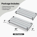 Razborci 2 Pack Fast Drying Water Absorbing Diatomite Stone Mat Tray for Kitchen & Bathroom Counter - Instant Dry Sink Caddy Organizer - Vanity Holder for Soap, Sponge – Light Gray 10" x 4"