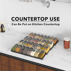 SpaceAid Spice Drawer Organizer with 32 Spice Jars, 386 Spice Labels, 4 Tier Seasoning Rack Tray Insert for Kitchen Drawers, 15" Wide x 17.5" Deep