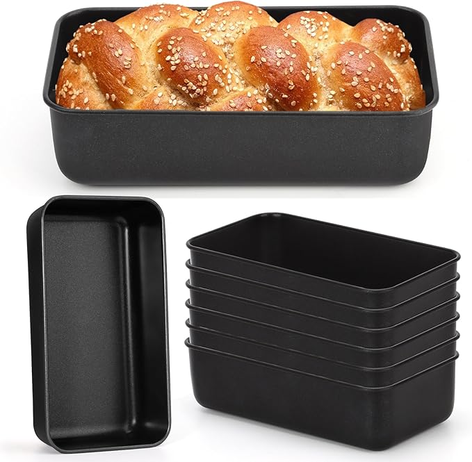 P&P CHEF Loaf Pan Set, 9 x 5 Inch Bread Pans, Stainless Steel Loaf Toast Baking Pans For Bread Meatloaf Lasagna Cake, Healthy & Non Toxic, Oven Safe& Easy Clean, (Black, 8Pcs)