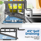 BREIS Kitchen Sink Caddy Organizer with Rag Holder,Self-Draining Sponge Holder for Countertop Soap Dispenser Organizers and Storage Essentials,Kitchen Decor and Accessories