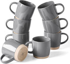 famiware Coffee Mugs for 8, 13 oz Mug Set, Drinking Cup with Handle for Coffee, Tea, Cocoa, Milk, Milkyway Serise, Dark Gray