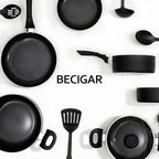Black Ceramic Pots and Pans Set, 15PCS Nonstick Set Ceramic Cookware Set, Nonstick Pan Pots and Pans Set Non Stick Cookware set