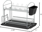 Simple Houseware 2-Tier Dish Rack with Drainboard, Silver