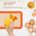 Silicone Baking Mat, Reusable Silicone Oven Baking Sheet, Heat Resistant Nonstick Food Safe Baking Mat for Cookie, Bread, Pastry (Pack of 3) (Orange)