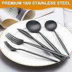 60 Pieces Black Silverware Set, Stainless Steel Flatware Set Service for 12, Tableware Cutlery Set, Utensils for Home, Restaurant, hotel, Include Knife Fork Spoon Set,Dishwasher Safe