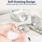 Sponge Holder for Scrub Daddy with Suction Cups and Drain Spout Kitchen Sink Caddy Organizer,Soap Dishes Holder Accessories Rack,Dishwasher Safe - 4.7"x4.7", Marble White