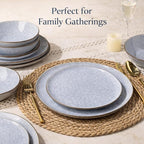 AmorArc Ceramic Dinnerware Sets,Handmade Reactive Glaze Stoneware Plates and Bowls Sets,Highly Scratch Resistant | Dishwasher & Microwave Safe Dishes Set,Service for 4 (12pc)