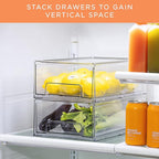 Sorbus Medium Clear Storage Drawers (2 Pack) – Stackable Organizer Drawers for Fridge, Pantry, Kitchen – Pull-Out Storage Bins with Handles, Slide Out Acrylic Drawers