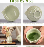 Matcha whisk Set,Japanese Matcha Set,Matcha Bowl with Spout,Matcha Whisk and Holder,Bamboo Scoop,Sifter - 6 Pcs Tea Set for Matcha Lover,Tea Ceremony(Green)