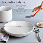 DeeCoo 7 Pack Porcelain Pasta Bowls Ceramic , Large Serving Bowl, Wide and Shallow, Set 8.3 Inch - 30 Ounce - for Pasta, Salad, Cereal, Soup & Microwave & Dishwasher Safe