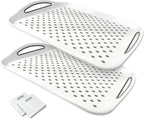 Larger Nonslip Food Serving Tray, 17.9'' x 12'' Grippy Handles Surface Bottom Design, Perfect Trays for Eating, Lap, TV, Couch, White, Set of 2