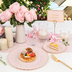 YOUBET 125Pcs Pink Plastic Plates with Gold Rim - Scalloped Plastic Plates Set Includes 25 Dinner, 25 Dessert Plate, 75 Gold Silverware for 25Geusts for Wedding Birthday Baby Shower Mothers Day