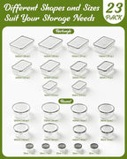 46 Piece Food Storage Containers with Lids(23 Containers & 23 Lids), BPA-Free Plastic Food Containers for Kitchen Storage and Organization, Leak Proof Meal Prep Container, Includes Labels & Pen