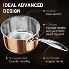 Whole Tri-ply 18/10 Stainless Steel Cookware Set, 10 Pcs Elegant Copper Pots and Pans Set, Induction Cookware, Frying Pans, Saucepans & Stock Pot with Lid, Ideal Gift for Wedding, Housewarming