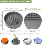 Sponge Holder for Scrub Daddy with Suction Cups and Drain Spout Kitchen Sink Caddy Organizer, Soap Dishes Holder Accessories Rack, Dishwasher Safe - 4.7"x4.7", Dark Gray