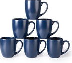 GBhome 12oz Coffee Mugs Set of 6, Large Ceramic Coffee Mugs for Man, Woman, Dad, Mom, Modern Coffee Mugs Set with handle for Tea/Latte/Cappuccino/Milk/Cocoa. Dishwasher&Microwave Safe,Navy Blue