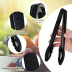 Mwellewm 24 Pc Plastic Tongs for Serving 9 Inch Bulk Reusable or Disposable Tongs Heavy Duty Hard Serving Utensils Set Large Salad Tong for Kitchen Party Food Buffet Appetizer BBQ Event Catering Black