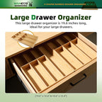 13 Slot V-Shaped Bamboo Drawer Organizer Set of 2, Extra Large Cutlery Tray - Easy Reach Flatware Silverware Utensil Storage for Kitchen (19.6"x14.6" & 19.6"x12.4")