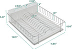 SunnyPoint 304 Stainless Steel Dish Drying Rack with Diatomaceous Earth Drainboard & Removable Utensil Caddy – Rust Resistant Countertop Dish Rack for Kitchen (Silvery-Grey)