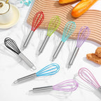 18 Pcs 8 Inch Whisks Bulk for Cooking, Silicone Whisks Non Scratch Stainless Steel Hand Whisk Large Coated Metal Heat Resistant Egg Beaters for Cooking