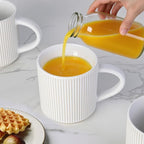 DeeCoo Matte White Coffee Mugs Set of 4, 12 Ounce Mug with Handles, Ceramic Stoneware Catering Coffee Cups, Porcelain Mugs Sets for Coffee, Tea, Hot Cocoa, Milk, Microwave and Dishwasher Safe