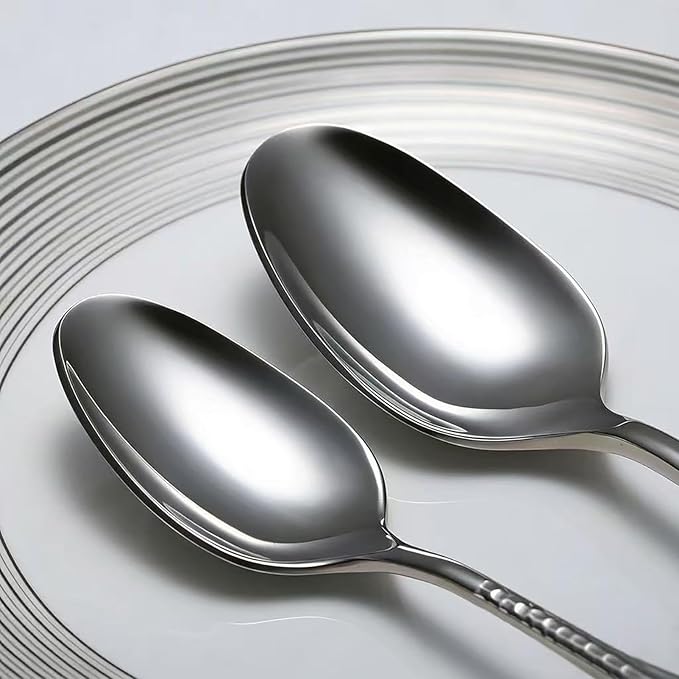 Premium 20 Piece Hammered Silverware Set with Smooth Edge, 18/10 Stainless Steel, Service for 4, Fine Flatware Set, Dishwaser Safe(20)