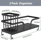 Sponge Holder for Kitchen Sink,Sink Caddy Organizers with Stone Drying Tray, Kitchen Sink Organizer for Sponges, Soap, 9.7" x 4.2"x 3.2" Home Decor Storage and Organization,2PCS Black