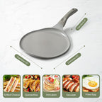 Redchef Crepe Pan Nonstick, 10 Inch Ceramic Flat Skillet Pan for Roti Dosa Tawa Comal Para Tortillas Pancake Pan for Stove Top, Induction Compatible, PFAS/PFOA/PTFE Free(Gray)