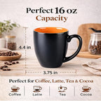 GBhome 16oz Coffee Mugs Set of 6, Large Ceramic Coffee Mugs for Man, Woman, Dad, Mom, Modern Coffee Mugs Set with handle for Tea/Latte/Cappuccino/Milk/Cocoa. Dishwasher&Microwave Safe,Orange