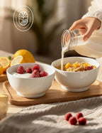 AISBUGUR Ceramic Bowls Set of 6-26OZ Deep Soup Bowls Salad Bowls for Kitchen Microwave & Dishwasher Safe - White Serving Bowls for Cereal, Soup, Pasta, Dessert