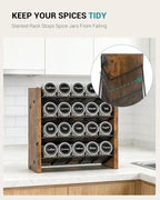 NESAPTO Spice Rack Organizer for Cabinet, Wooden 4 Tier Vertical Seasoning Organizers for Kitchen Pantry, Countertop/Wall Mount, Holds 20 Spice Jars (No Jars Included),10.3" W × 9.4" H