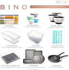 BINO | Mixing Bowl Set with Lids | Versatile Plastic Bowls for Kitchen Mixing, Serving, and Storage - 4-Piece Mixing Bowl Set in Various Sizes | Space-Saving Nesting Design | Dishwasher Safe