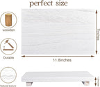 zoocatia Small Wood Tray Pedestal Stand Farmhouse Bathroom Decor Decorative Wooden Riser Kitchen Soap Dish Holder for Vanity, Counter, Sink, Large 11.8" x 7" - White